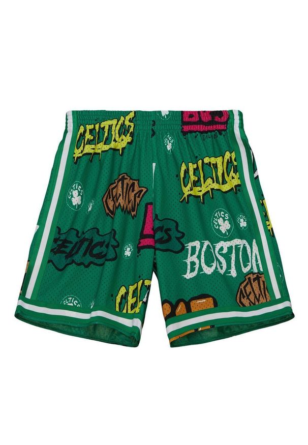 Mitchell & Ness - Spodenki samoprzylepne Boston Celtics Swingman 1985/86. Kolor: zielony. Sport: koszykówka