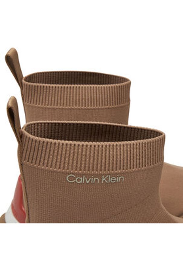 Calvin Klein Sneakersy Sockboot Runner HM0HM01241 Beżowy. Kolor: beżowy. Materiał: materiał