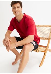 bonprix - Piżama z krótkimi spodniami (2 części). Kolor: czarny. Długość: krótkie. Wzór: nadruk #1