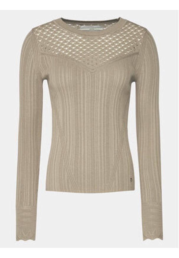 Guess Sweter Marie Rn Lt W4RR23 Z3C71 Beżowy Slim Fit. Kolor: beżowy. Materiał: bawełna