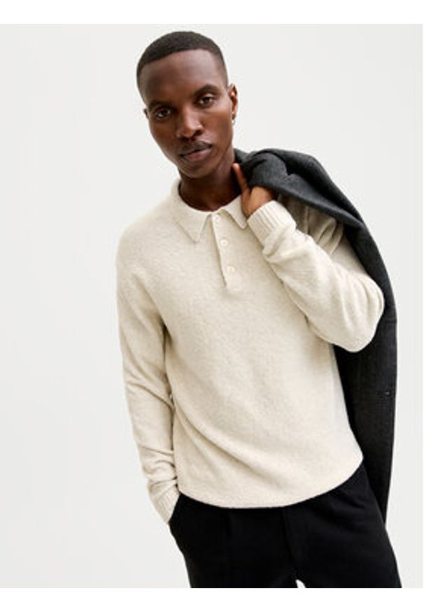 Jack & Jones Sweter Maverick 12286144 Beżowy Regular Fit. Kolor: beżowy. Materiał: bawełna