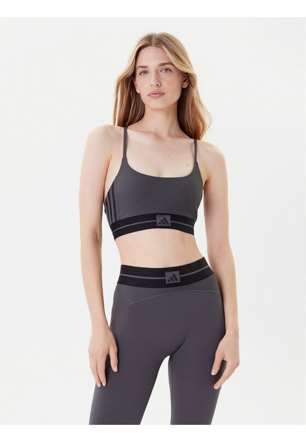 Adidas - adidas Biustonosz sportowy Hyperglam JN2661 Szary Slim Fit. Kolor: szary. Materiał: syntetyk