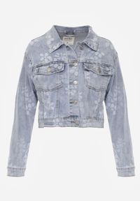 Born2be - Niebieska Krótka Kurtka Jeansowa z Bawełną i Wiskozą w Kwiatowy Wzór Neanelith. Okazja: na co dzień. Kolor: niebieski. Materiał: jeans, wiskoza, bawełna. Długość: krótkie. Wzór: kwiaty. Styl: casual, elegancki #7