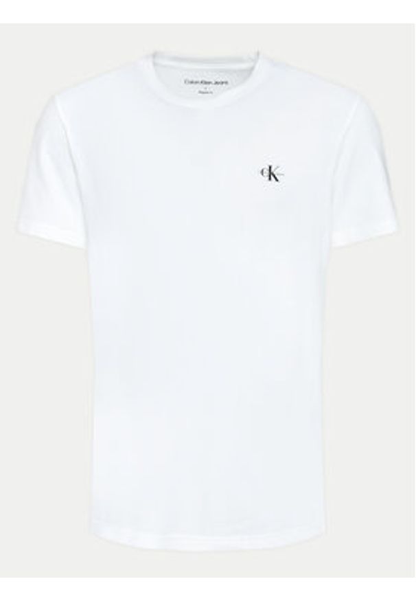 Calvin Klein Jeans Komplet 2 t-shirtów Monologo J30J320199 Biały Regular Fit. Kolor: biały. Materiał: bawełna