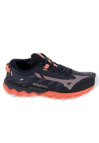 Buty do biegania damskie Mizuno Daichi 7. Zapięcie: sznurówki. Kolor: wielokolorowy, różowy, czarny, czerwony, niebieski. Materiał: guma, materiał, syntetyk. Szerokość cholewki: normalna