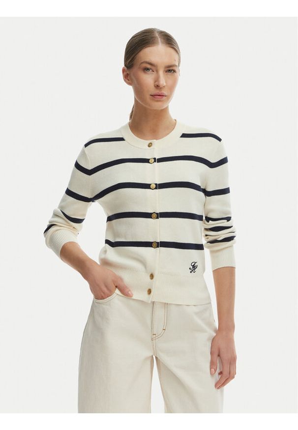 TOMMY HILFIGER - Tommy Hilfiger Kardigan WW0WW49617 Écru Regular Fit. Kolor: kremowy. Materiał: bawełna