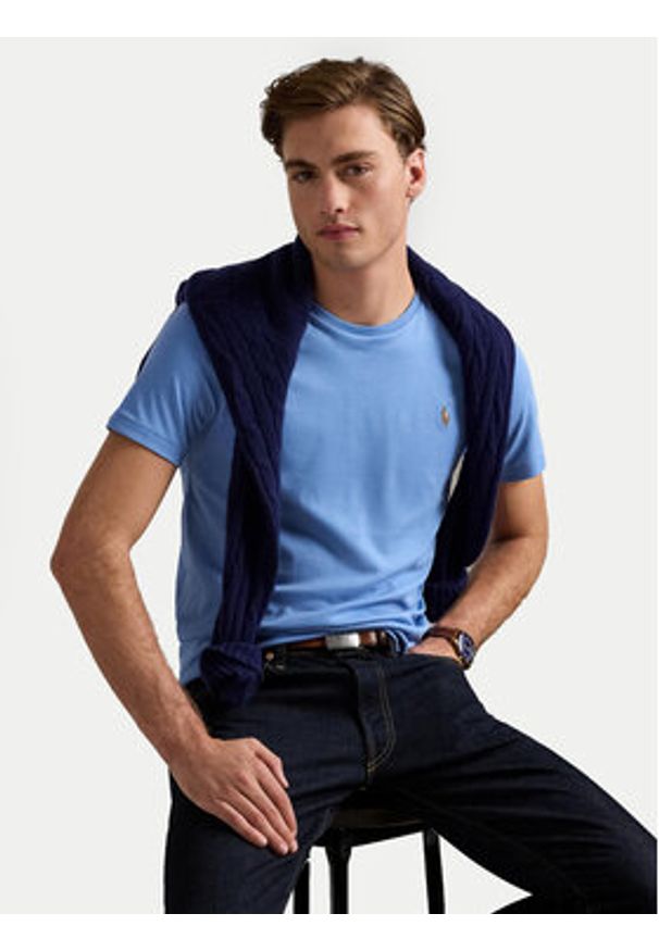 Polo Ralph Lauren T-Shirt 710740727086 Niebieski Slim Fit. Typ kołnierza: polo. Kolor: niebieski. Materiał: bawełna