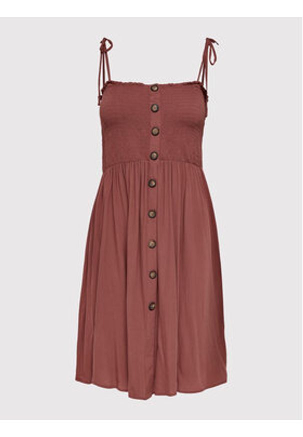 only - ONLY Sukienka letnia Annika 15193884 Brązowy Slim Fit. Kolor: brązowy. Materiał: wiskoza. Sezon: lato