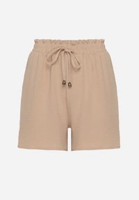 Born2be - Ciemnobeżowe Luźne Szorty z Wysokim Stanem Mevindrae. Okazja: na co dzień. Stan: podwyższony. Kolor: beżowy. Styl: klasyczny, elegancki, casual #5