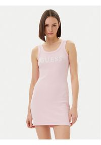 Guess Sukienka codzienna V5GK06 K8RT2 Różowy Slim Fit. Okazja: na co dzień. Kolor: różowy. Materiał: wiskoza. Typ sukienki: proste. Styl: casual #1