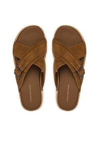 TOMMY HILFIGER - Tommy Hilfiger Espadryle Buckle Flexible Sandals FM0FM05772 Brązowy. Kolor: brązowy. Materiał: skóra, zamsz #2