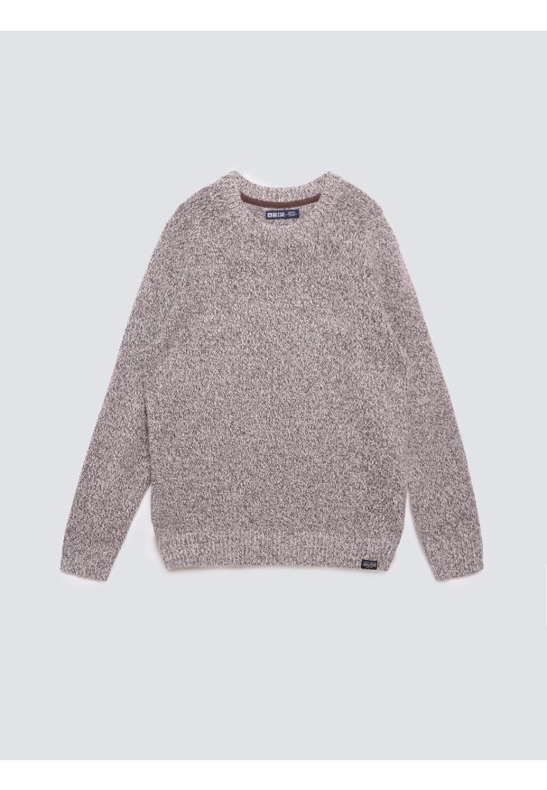 Big-Star - Sweter męski melanżowy brązowy Waltero 804. Okazja: na co dzień. Kolor: brązowy. Materiał: dzianina, jeans. Wzór: melanż. Styl: elegancki, casual, klasyczny