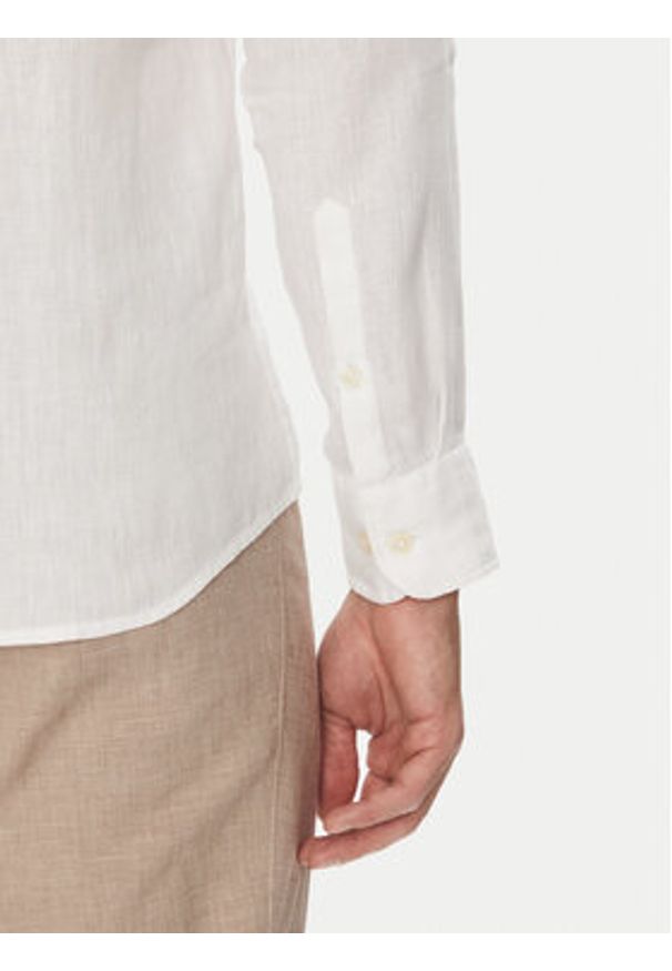 Marc O'Polo Koszula 524 7428 42460 Biały Shaped Fit. Typ kołnierza: polo. Kolor: biały. Materiał: len