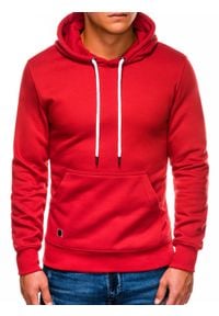 Ombre Clothing - Bluza męska z kapturem BASIC - czerwona B979 - L. Typ kołnierza: kaptur. Kolor: czerwony. Materiał: bawełna, poliester. Styl: klasyczny