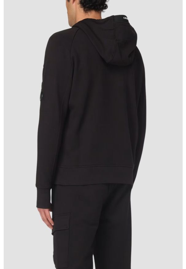 C.P. Company - C.P. COMPANY Czarna męska bluza Hooded Open, Rozmiar M. Kolor: czarny