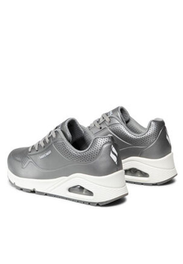 skechers - Skechers Sneakersy Rose Bold 73691/GUN Srebrny. Kolor: srebrny. Materiał: skóra