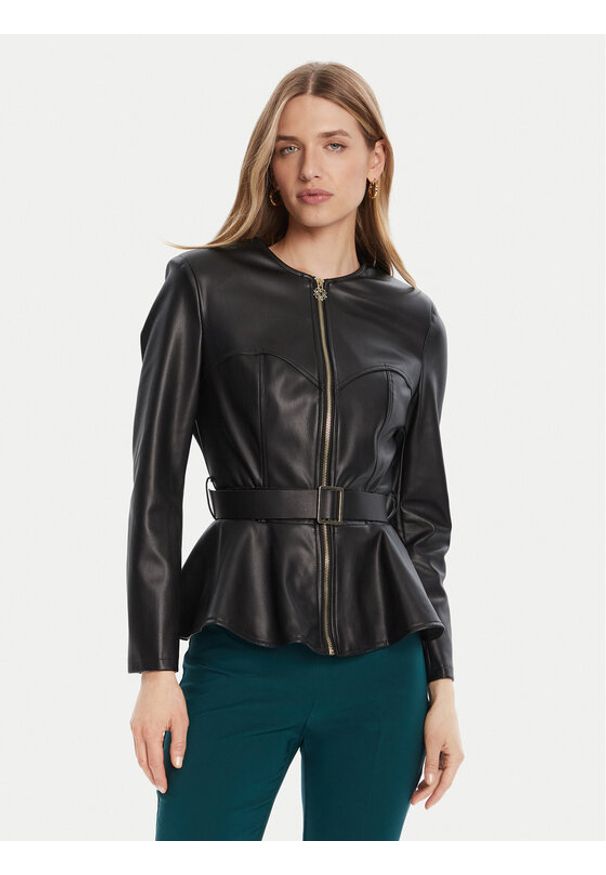 Rinascimento Kurtka z imitacji skóry CFC0125192003 Czarny Slim Fit. Kolor: czarny. Materiał: skóra