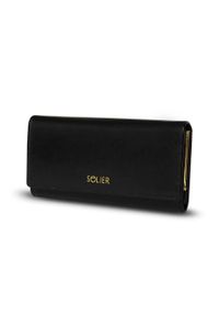 Skórzany portfel damski Solier P35 czarny. Kolor: czarny. Materiał: skóra #1