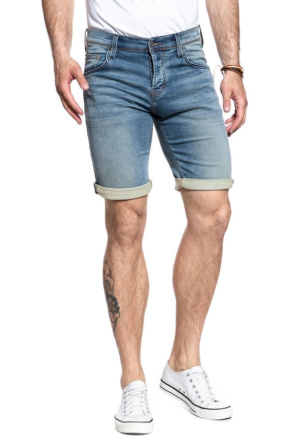 Mustang - SPODENKI MUSTANG Chicago Short DENIM BLUE 1007754 5000 103. Materiał: denim