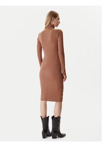 Just Cavalli Sukienka codzienna 79PAO905 J0251 Brązowy Slim Fit. Okazja: na co dzień. Kolor: brązowy. Materiał: syntetyk. Typ sukienki: proste. Styl: casual