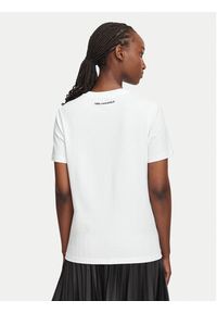 Karl Lagerfeld - KARL LAGERFELD T-Shirt Ikon Sketch Choupette A1W17128 Biały Regular Fit. Typ kołnierza: dekolt w karo. Kolor: biały. Materiał: bawełna #5