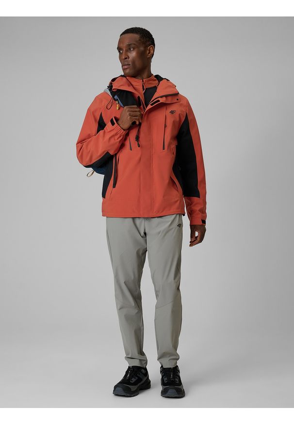 4f - 4F Kurtka trekkingowa membrana 10000 męska - pomarańczowa XXL. Kolor: pomarańczowy. Materiał: materiał. Długość: długie. Sport: turystyka piesza