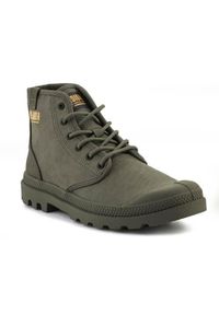 Buty do chodzenia unisex Palladium Pampa Hi Coated. Kolor: zielony. Materiał: materiał, syntetyk. Szerokość cholewki: normalna. Sport: turystyka piesza