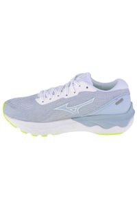 Buty do biegania damskie Mizuno Wave Skyrise 3. Zapięcie: sznurówki. Kolor: biały, żółty, wielokolorowy. Materiał: syntetyk, materiał. Szerokość cholewki: normalna. Model: Mizuno Wave