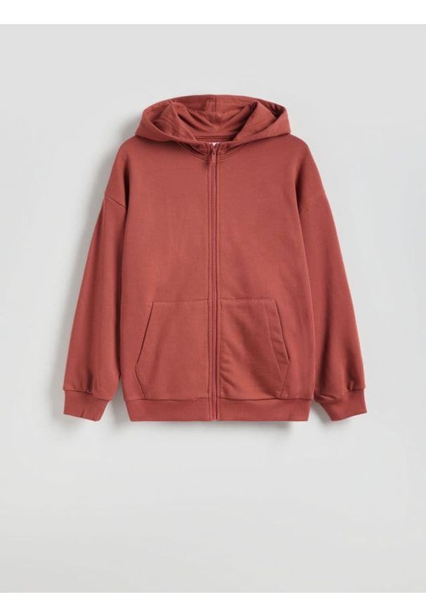 Reserved - Bawełniana bluza z kapturem - intenstywna czerwień. Typ kołnierza: kaptur. Kolor: czerwony. Materiał: bawełna