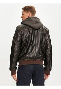 Alpha Industries Kurtka skórzana 193129 Brązowy Regular Fit. Kolor: brązowy. Materiał: skóra