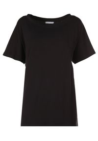 Born2be - Czarny T-shirt Ammi. Kolor: czarny. Materiał: bawełna, dzianina, elastan. Długość rękawa: krótki rękaw. Długość: krótkie