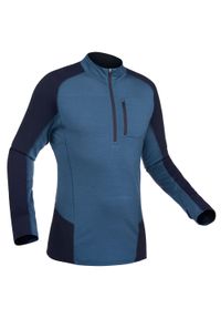 FORCLAZ - Koszulka trekkingowa męska z długim rękawem Forclaz MT 500 Hybrid. Kolor: niebieski. Materiał: elastan, polar, wełna, skóra, tkanina. Długość rękawa: długi rękaw. Długość: długie