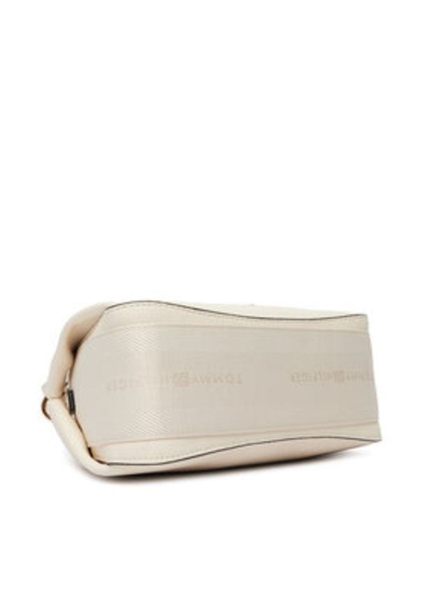 TOMMY HILFIGER - Tommy Hilfiger Torebka Th Logotape Mini Satchel AW0AW18743 Biały. Kolor: biały. Materiał: skórzane