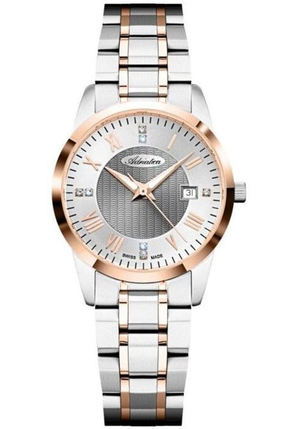 Zegarek damski Adriatica A3837.R166Q CYRKONIE srebrny. Kolor: srebrny