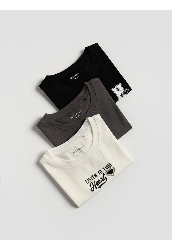 Reserved - Bawełniany t-shirt 3 pack - wielobarwny. Materiał: bawełna