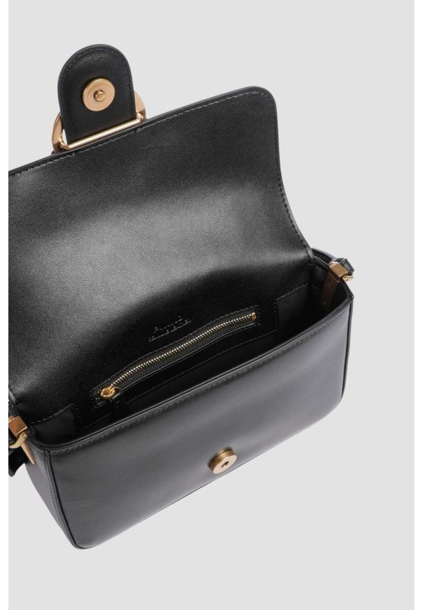 Pinko - PINKO Czarna skórzana damska torebka kopertówka Love One Mini Slouchy FL. Kolor: czarny. Materiał: skórzane. Styl: elegancki, klasyczny