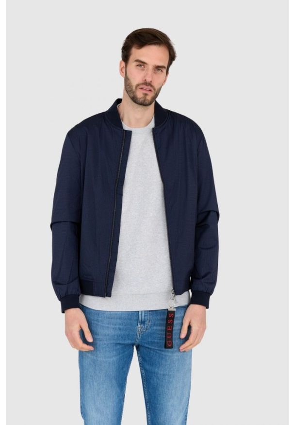 Guess - GUESS Granatowa męska kurtka wiatrówka, Rozmiar XXL. Kolor: niebieski