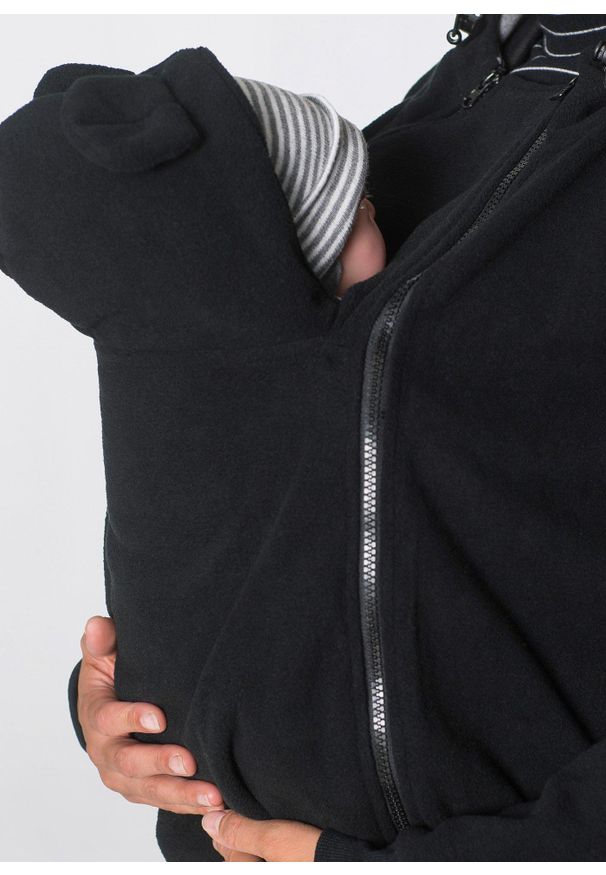 bonprix - Bluza 2 w 1 z polaru, ciążowa, z wstawką na nosidełko niemowlęce. Kolekcja: moda ciążowa. Kolor: czarny. Materiał: polar. Sezon: jesień. Styl: młodzieżowy