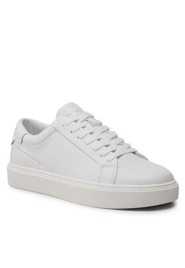Calvin Klein Sneakersy Low Top Lace Up Lth Sm HM0HM01018 Biały. Kolor: biały. Materiał: skóra