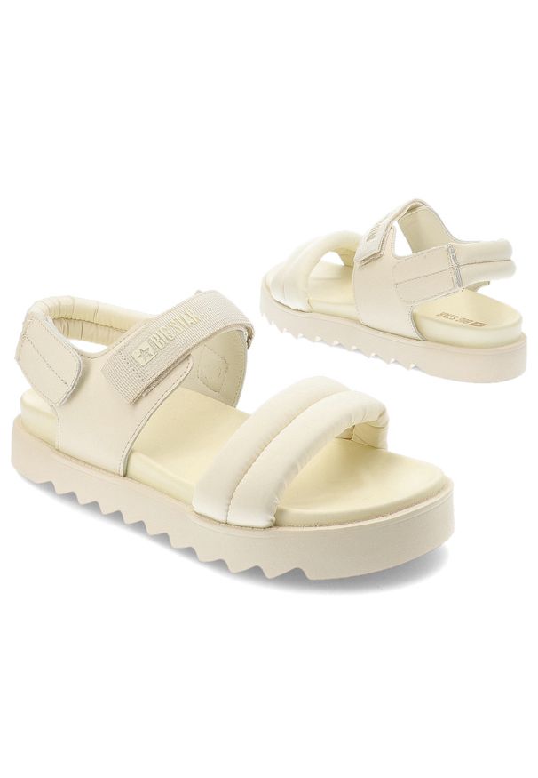 Big-Star - Beżowe Sandały Big Star Sportowe Obuwie Damskie. Zapięcie: rzepy. Kolor: beżowy. Wzór: aplikacja. Sezon: lato. Styl: sportowy