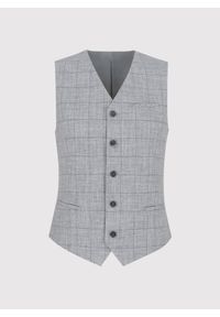 Pako Lorente - PAKO LORENTE – Szara kamizelka męska w granatową kratkę. Kolor: niebieski, szary, wielokolorowy. Materiał: poliester, wiskoza, elastan. Wzór: kratka #4