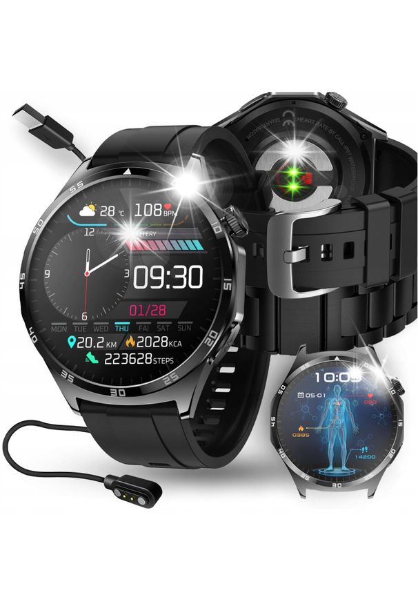 Smartwatch JG Smart SMARTWATCH ZEGAREK MĘSKI CIŚNIENIE EKG HRV ROZMOWY SMS MENU PL + 3 PASKI. Rodzaj zegarka: smartwatch