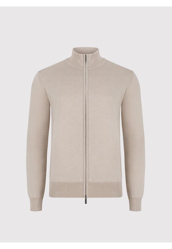 Pako Lorente - PAKO LORENTE - Beżowy rozpinany sweter męski. Okazja: na co dzień. Kolor: szary, beżowy, zielony. Materiał: poliamid, wiskoza. Wzór: gładki. Sezon: jesień. Styl: casual