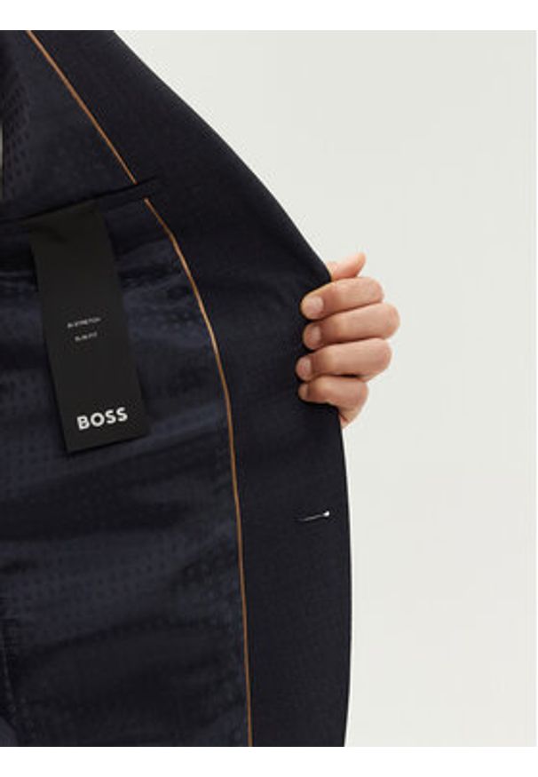 BOSS Garnitur Huge 50534914 Granatowy Slim Fit. Kolor: niebieski. Materiał: syntetyk