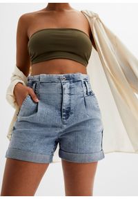 bonprix - Szorty dżinsowe paperbag. Kolor: niebieski #2