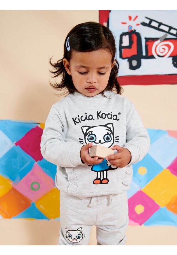 Sinsay - Bluza Kicia Kocia - szary. Kolor: szary. Materiał: bawełna, dzianina