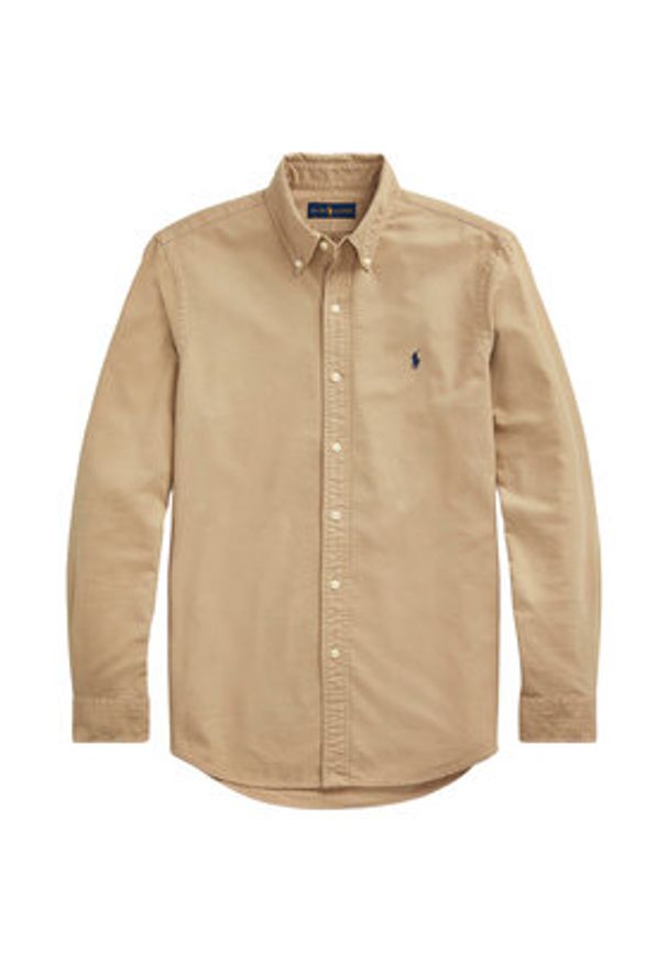 Polo Ralph Lauren Koszula 710889739001 Beżowy Slim Fit. Typ kołnierza: polo. Kolor: beżowy. Materiał: bawełna