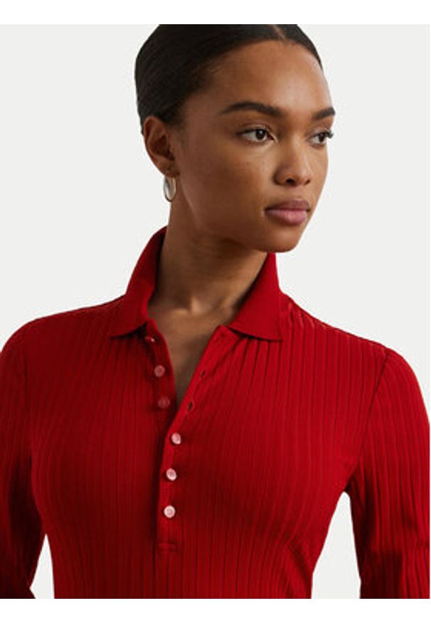 Lauren Ralph Lauren - LAUREN RALPH LAUREN Sweter 200971091003 Czerwony Slim Fit. Kolor: czerwony. Materiał: wiskoza