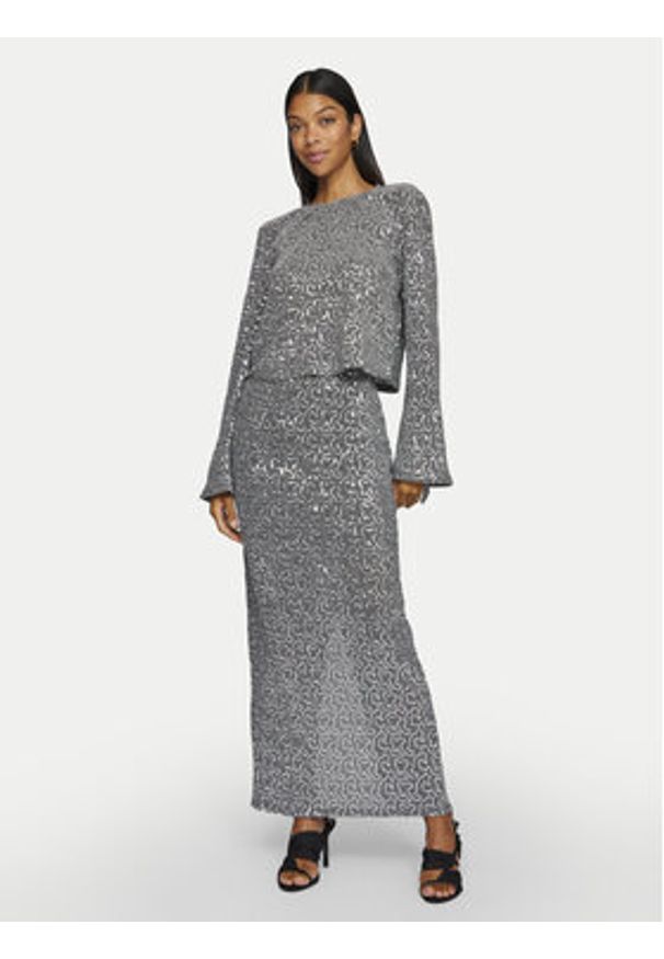 Vila Spódnica maxi Sanadu 14101820 Srebrny Regular Fit. Kolor: srebrny. Materiał: syntetyk