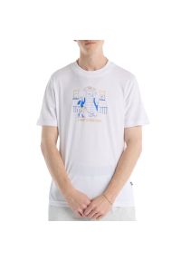 Koszulka męska New Balance MT61Y0XJWT - biała. Kolor: biały. Materiał: bawełna. Długość rękawa: krótki rękaw. Długość: krótkie. Wzór: aplikacja #1